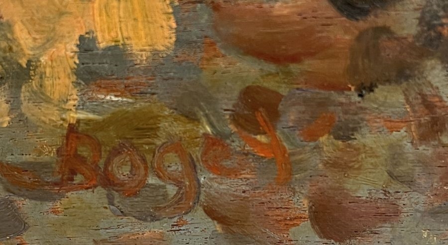 Artwork by Antoine Bogey, Boats on the Garonne, Made of Oil on plywood panel