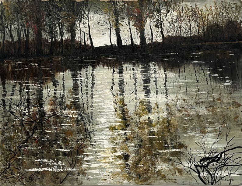 Artwork by Saint-alban, Pond and undergrowth, Made of Oil on canvas