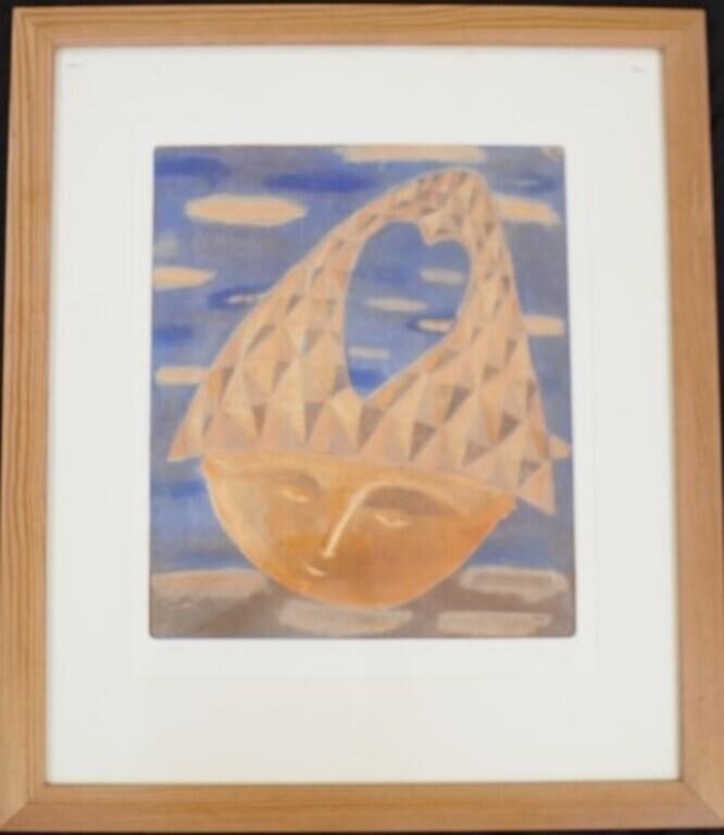 Artwork by Dianne Fogwell, The Boy with his Head in the Clouds, Made of coloured etching