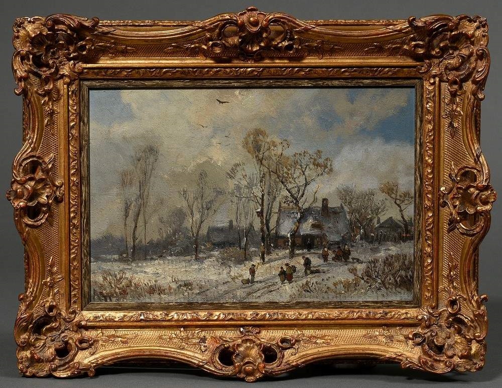 Adolf Stademann | Winter Landscape with Village and Figural Staffage ...