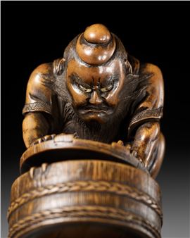 HOKYUDO ITSUMIN: A FINE NETSUKE-OKIMONO OF SHOKI AND ONI - Hokyudo Itsumin