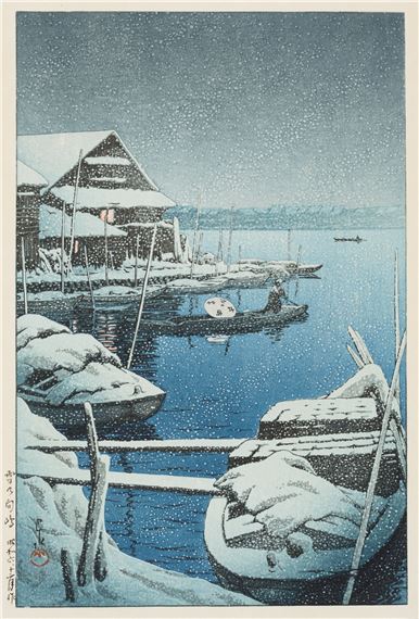 KAWASE HASUI: SNOW AT MUKOJIMA by Hasui Kawase, dated December 1931