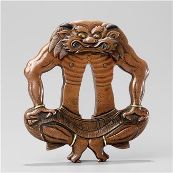 A SUAKA (REFINED COPPER) TSUBA IN THE FORM OF ONI, ATTRIBUTED TO NARA MASAYOSHI - Nara Masayoshi