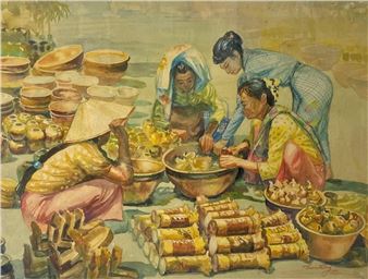 Village Market Scene 2000 - Than Saing