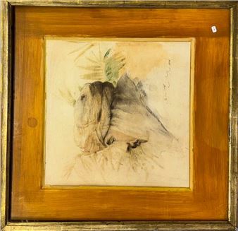 Ernest Constant Simon. (1848-1895). Portrait d'un oriental. Aquarelle. Signée avec envoi et datée janvier 1887. 43 x 44 cm à vue - Ernest Constant Simon