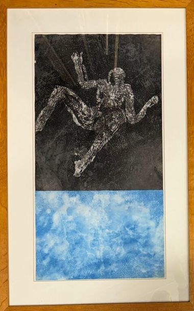 Artwork by Juan Maria Puigvert, Juan Maria Puigvert XX/XXI. Composition. Aquarelle. Signée en haut à droite. 57 x 29 cm hors cadre, Made of watercolor