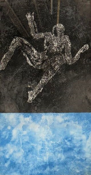 Artwork by Juan Maria Puigvert, Juan Maria Puigvert XX/XXI. Composition. Aquarelle. Signée en haut à droite. 57 x 29 cm hors cadre, Made of watercolor