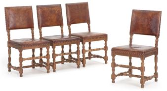 Set of four chairs of solid oak - Lars Moeller