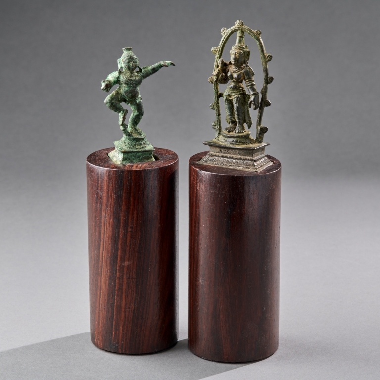 Artwork by Indian School, 18th Century, 2 Small Indian Bronzes, Made of rosewood