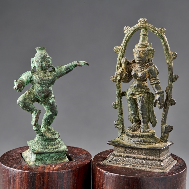 Artwork by Indian School, 18th Century, 2 Small Indian Bronzes, Made of rosewood