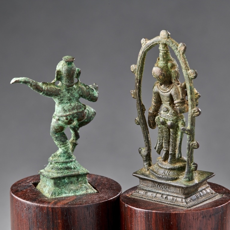 Artwork by Indian School, 18th Century, 2 Small Indian Bronzes, Made of rosewood