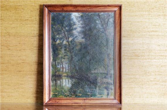 Paysage lacustre de sous bois - P. J. Guth