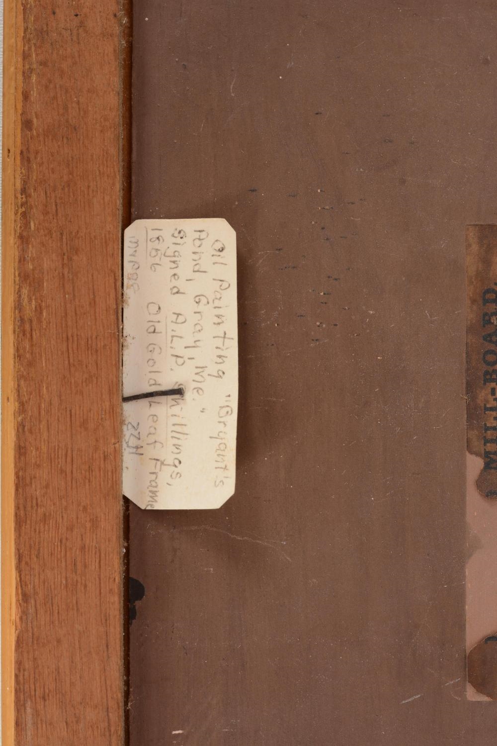 Artwork by A. L. P. Skilling, Gray, Maine landscape with figures on the shore, Made of Oil on board