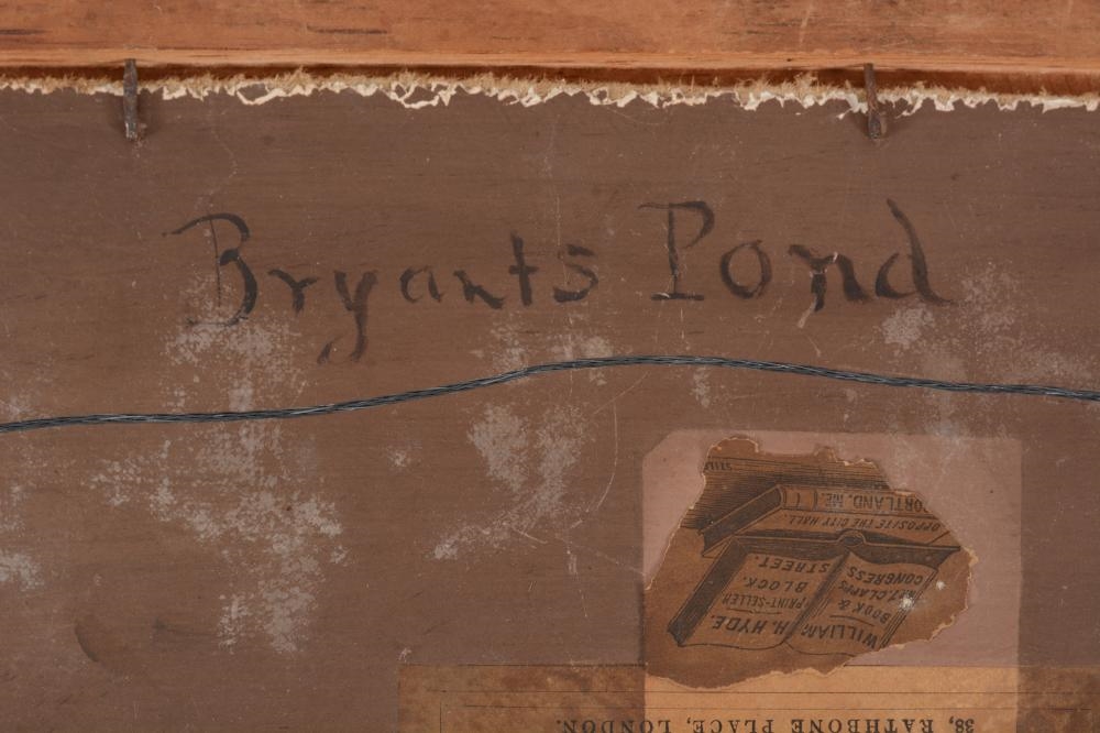 Artwork by A. L. P. Skilling, Gray, Maine landscape with figures on the shore, Made of Oil on board