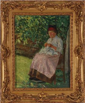 Näharbeit im Garten - Otto Feld