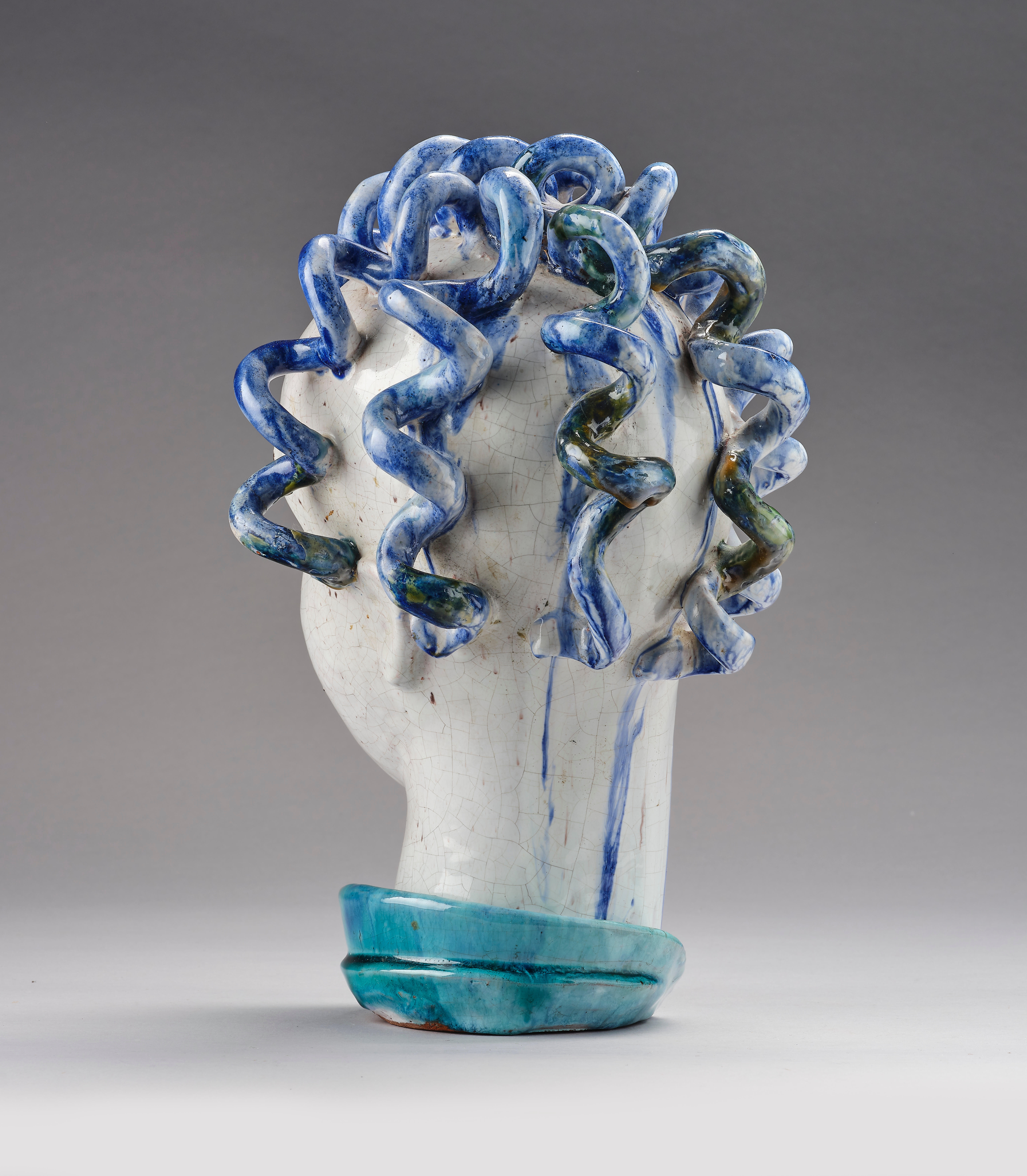 Artwork by Walter Bosse, Walter Bosse, a large female head, Kufstein, 1924-37, Made of polychrome glazes