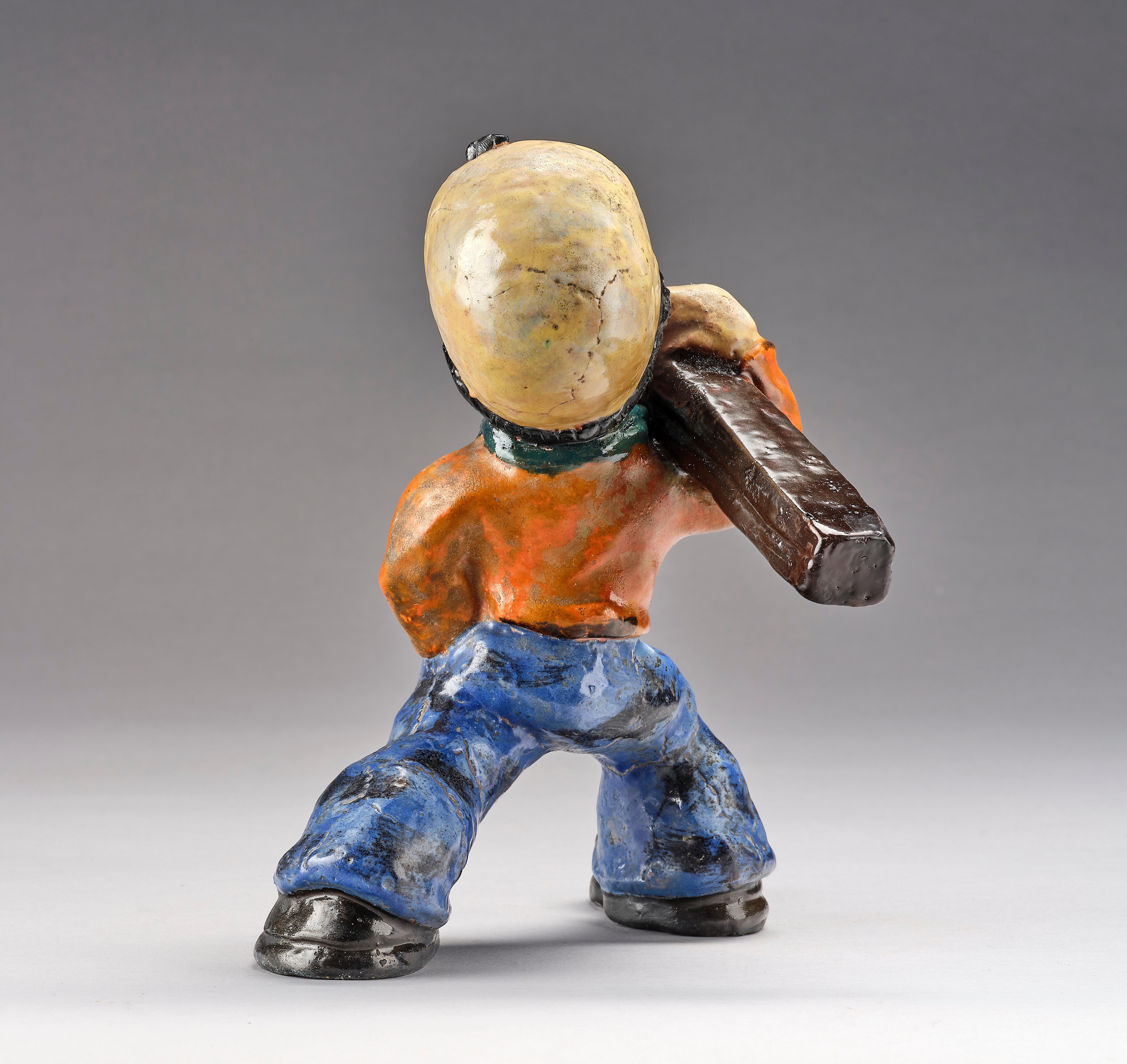 Artwork by Walter Bosse, Walter Bosse, a skier, probably Tonindustrie Scheibbs, Made of polychrome glazes