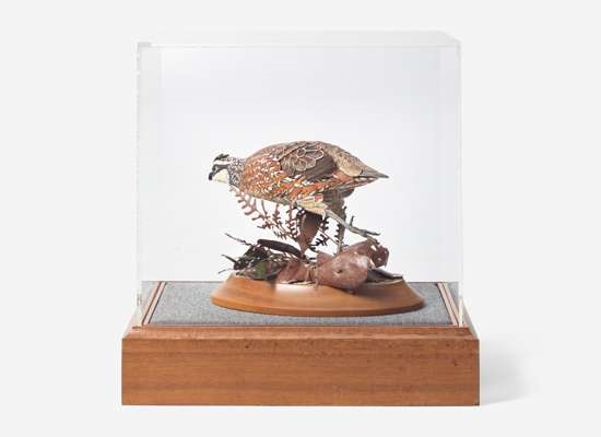 Artwork by Grainger McKoy, Running Quail, Made of Carved, polychromed wood