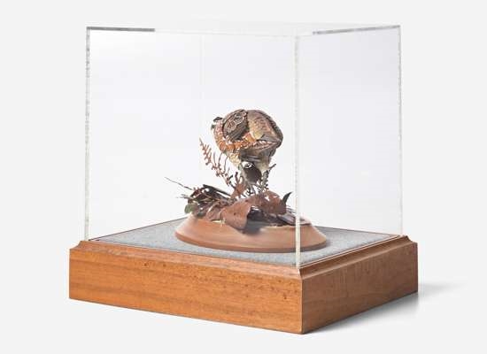 Artwork by Grainger McKoy, Running Quail, Made of Carved, polychromed wood