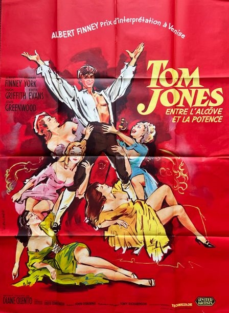 Artwork by Georges Allard, TOM JONES Tony Richardson. 1963 120x160 cm.... - Lot 460 - Tessier & Sarrou et Associés, Made of Affiche