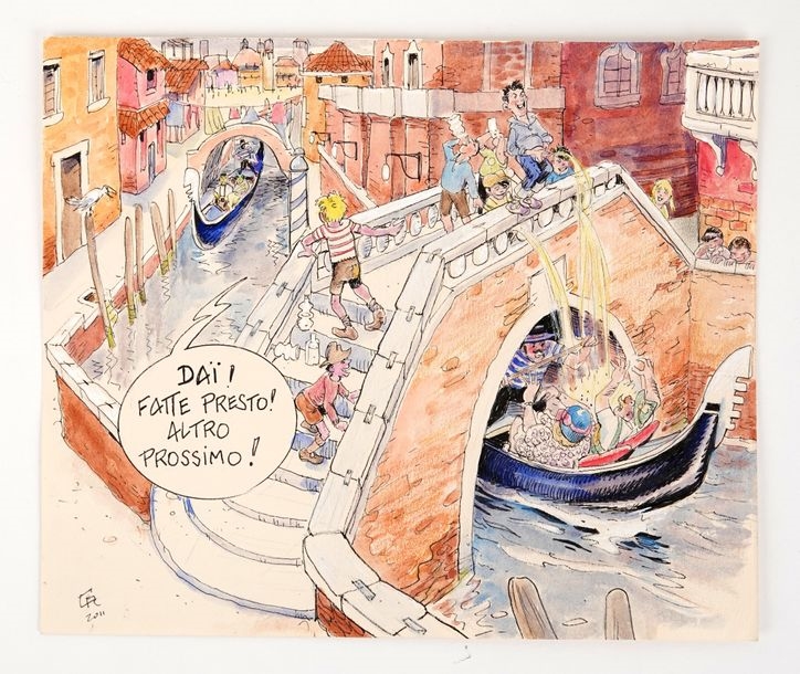 Artwork by Christian Ramaioli, Venise, Made of Indian ink and watercolor