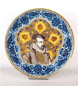 Polychrome earthenware circular dish decorated - Ulysse Besnard