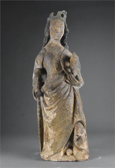 France, 15th century Saint Catherine Stone for-relief with minute traces of polychromy H by French School, 15th Century, 15th century