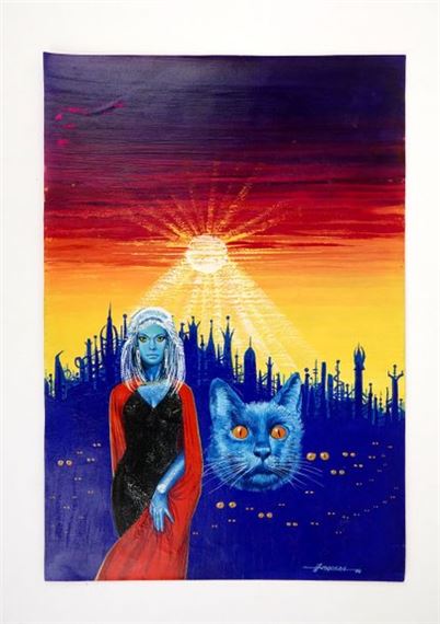 MUSQUERA Couverture de petit format Gouache signée et datée by Xavier Musquera, datée 74