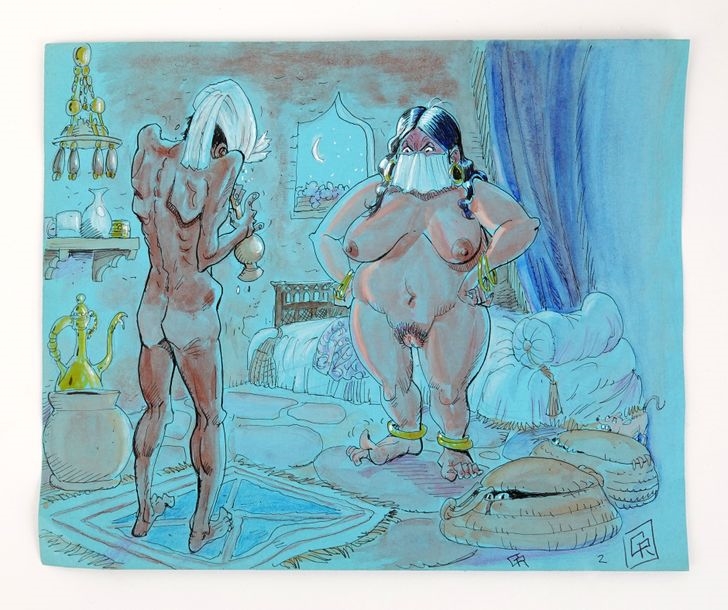 Artwork by Christian Ramaioli, Le musicien, Made of Indian ink and watercolor