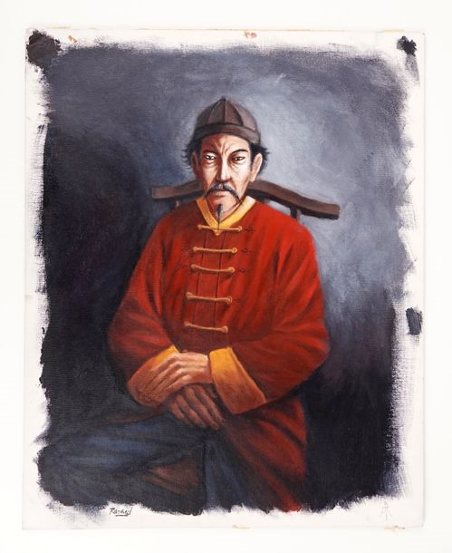 Artwork by François Ravard, Superbe illustration représentant un sage, Made of grease pencil