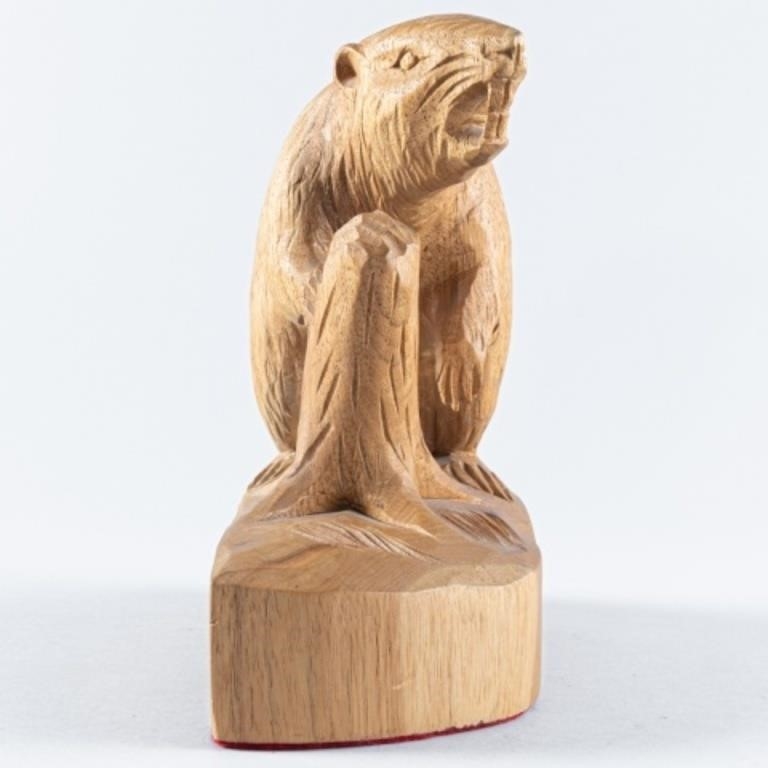 Artwork by Clement Dubé, CARVED BEAVER BY CLÉMENT DUBÉ, Made of pine