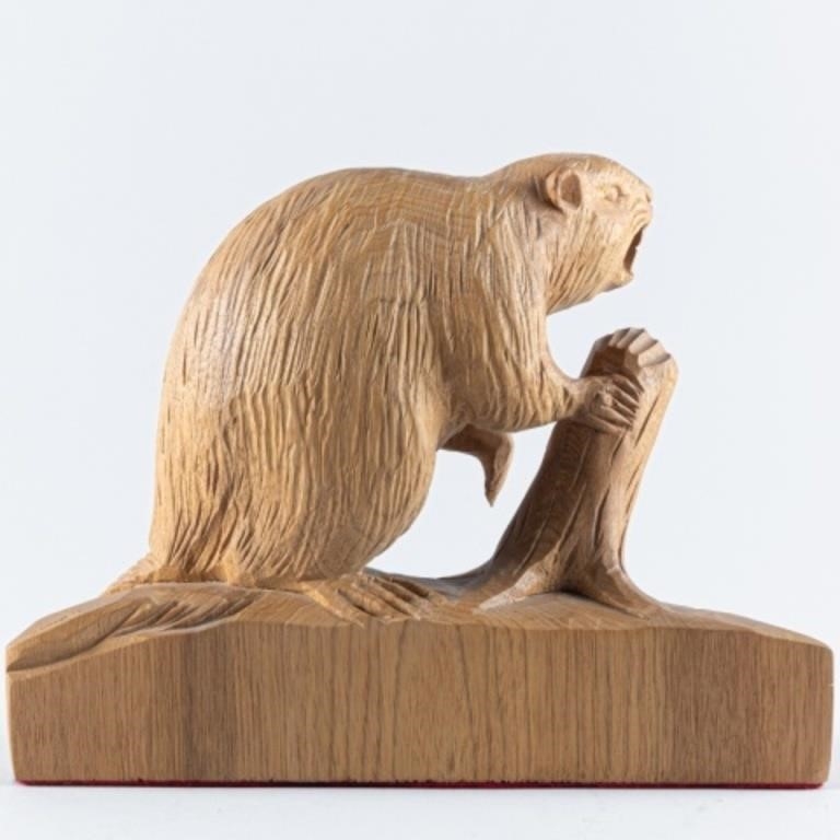 Artwork by Clement Dubé, CARVED BEAVER BY CLÉMENT DUBÉ, Made of pine