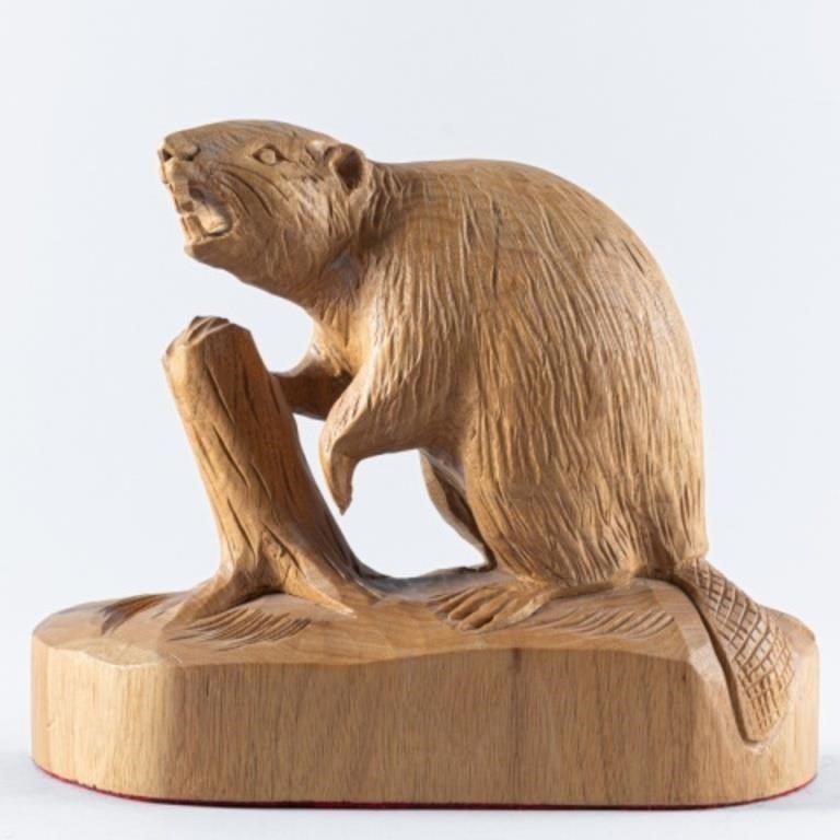 Artwork by Clement Dubé, CARVED BEAVER BY CLÉMENT DUBÉ, Made of pine