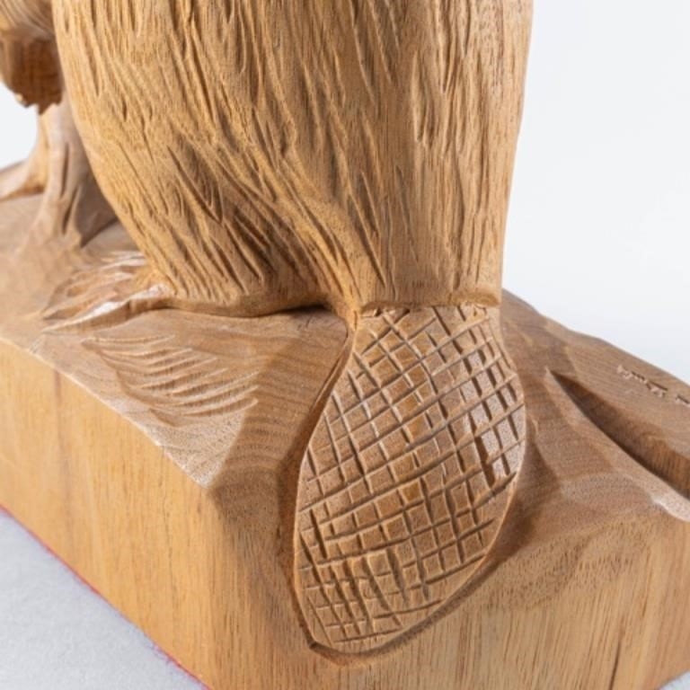 Artwork by Clement Dubé, CARVED BEAVER BY CLÉMENT DUBÉ, Made of pine