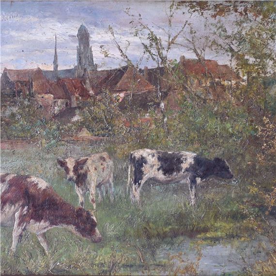 Cows at village watering hole - Jan C. Neervoort