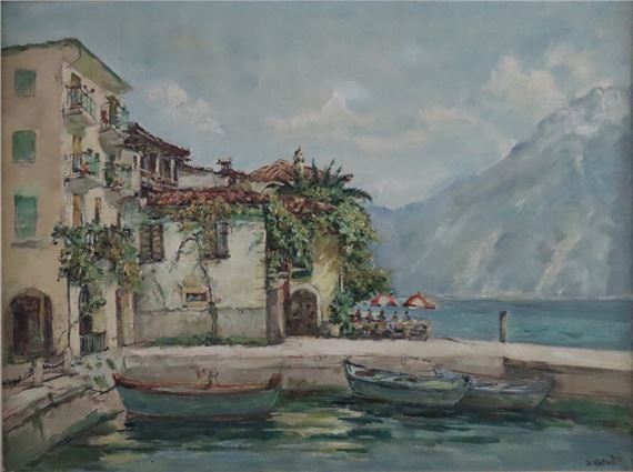 - Südländische Stadt in Gebirgsseelandschaft by Hans Werner Matern, 1963