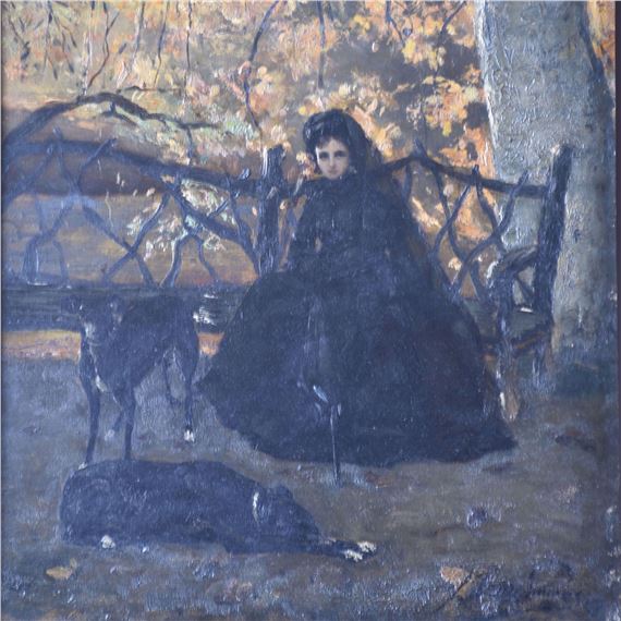 Frans Simons | Lady with dogs in park | MutualArt