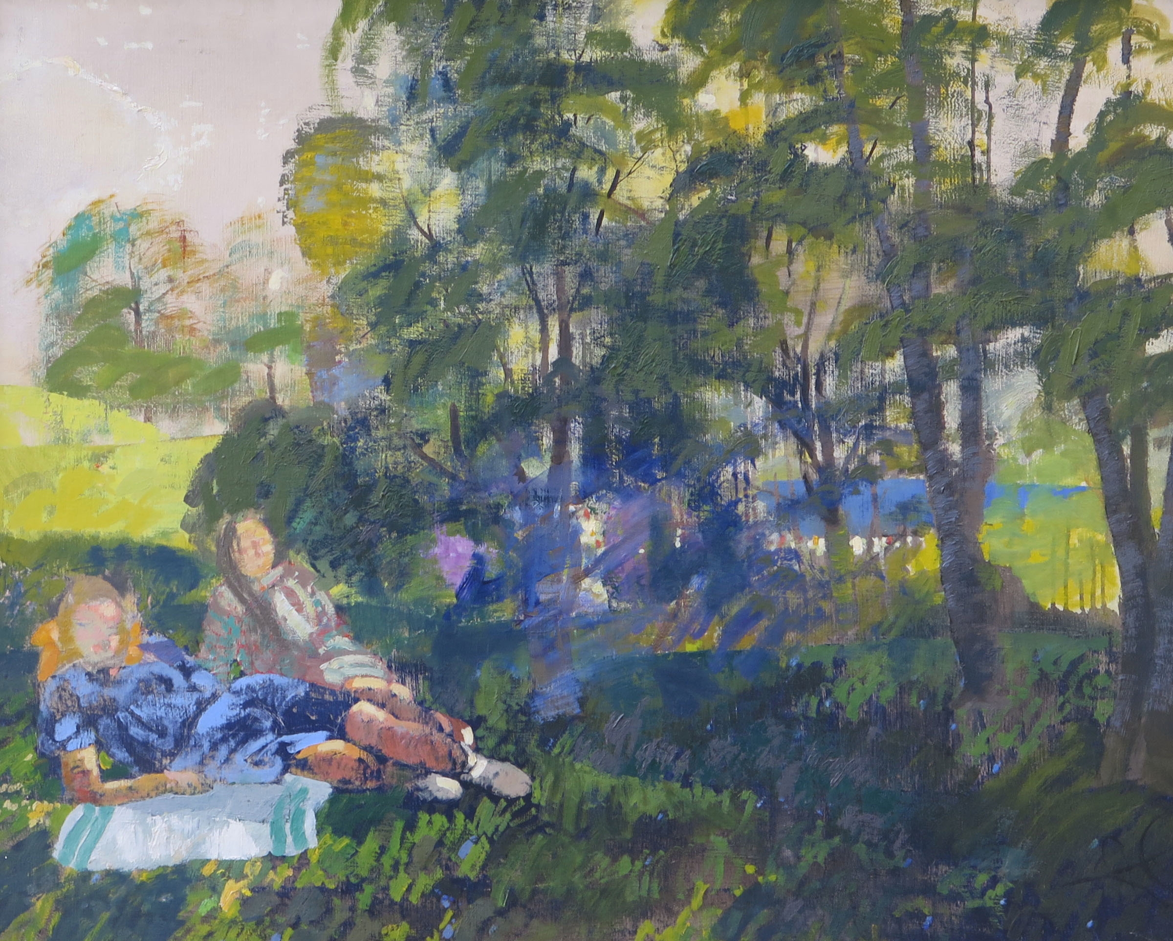 Artwork by Jānis Pauļuks, Meitenes ēnā, ap 1957/1959, Made of oil on canvas