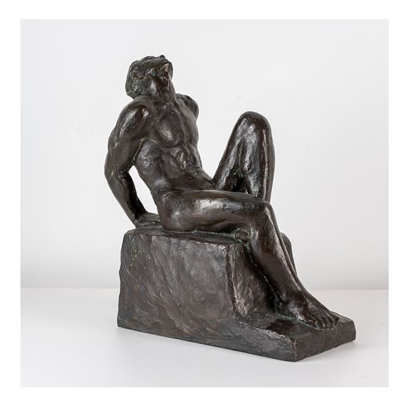 Nude - Man Seated (Nud - bărbat șezând)* by Oscar Han, 1934