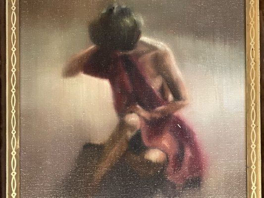 Artwork by Hal Singer, Nude with Red Towel, Made of oil on canvas