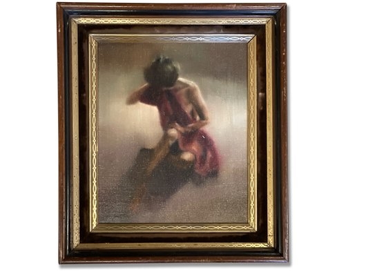 Artwork by Hal Singer, Nude with Red Towel, Made of oil on canvas