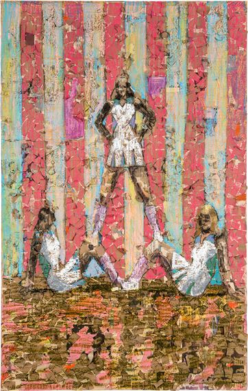 One Up Two Down by Derek Fordjour, Executed in 2016