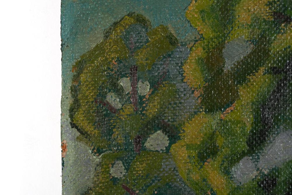 Artwork by W. Paul Holland, Countryside landscape with bridge and large central tree, Made of Oil on board