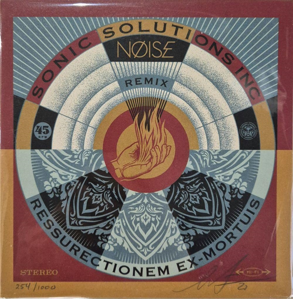Artwork by Shepard Fairey, Tony Aguero, Remix Ressurectionem ex mortuis, Made of silkscreen on vinyl