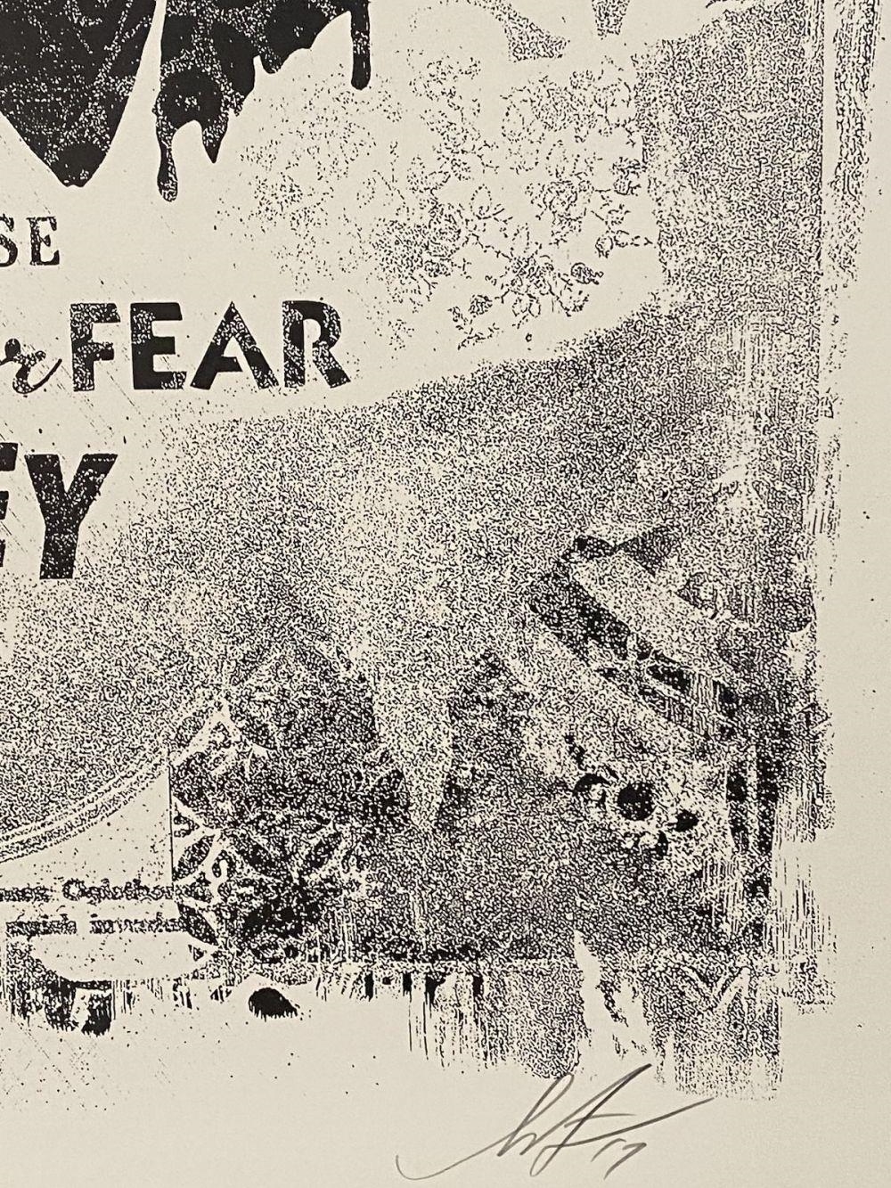 Artwork by Shepard Fairey, Freedom of Choice (Damaged Stencil), Made of Offset print on cream paper