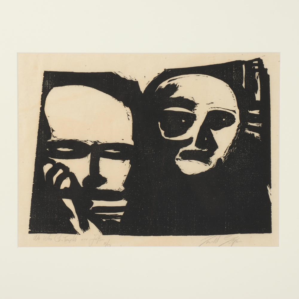 Artwork by Donald Sutphind, We Who Contemplate Our Future, 1967, Made of woodcut
Pencil