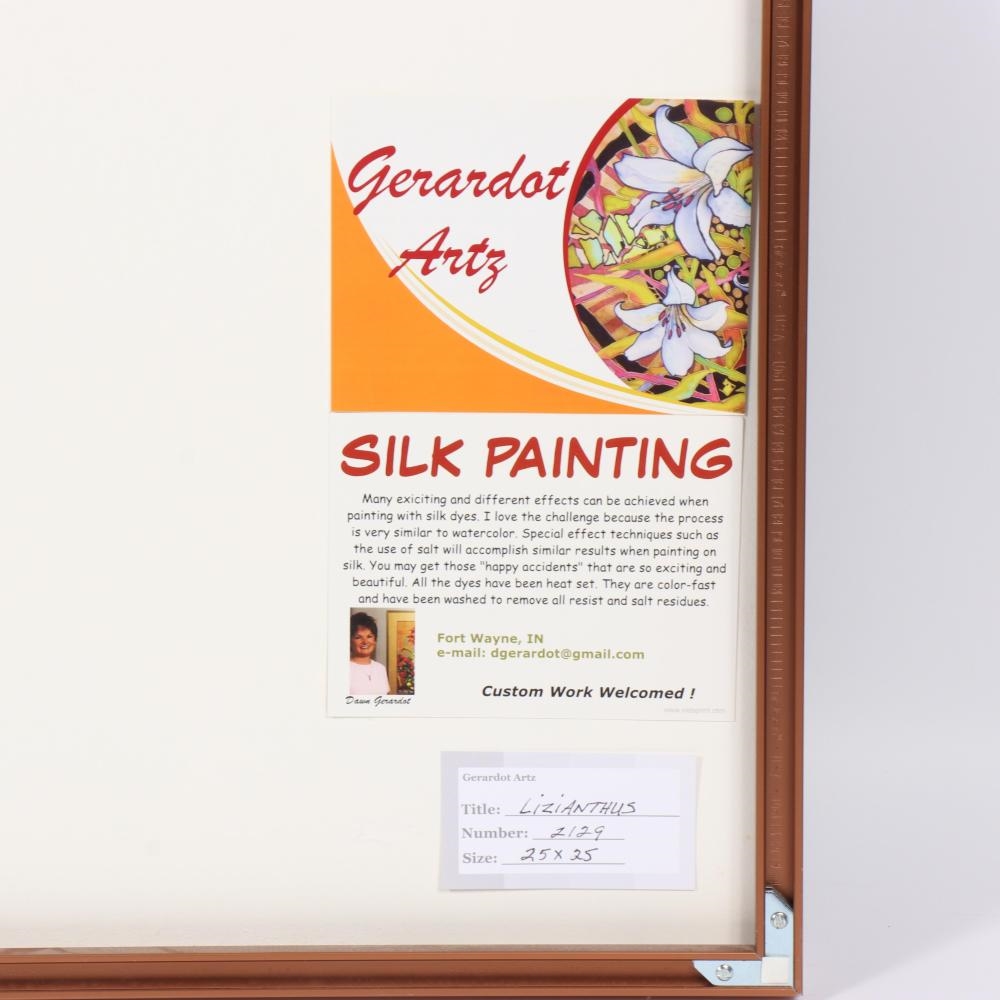 Artwork by Dawn Gerardot, Lizianthus, Made of silk painting