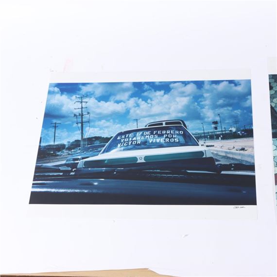 car with political sign, 2001 / open toe shoes, 1999 by Carl Pope, 2001