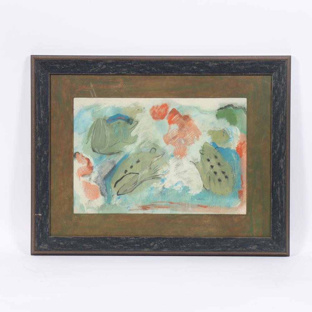 Artwork by Emily Abbott Nordfeldt, frogs, 1959, Made of watercolor on paper