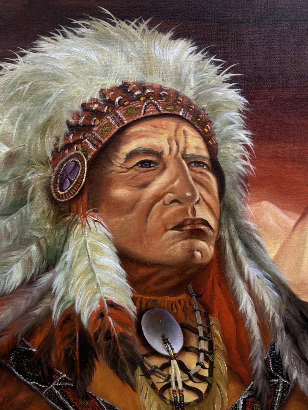 Barbara Spencer | Signed Barbara Spence “Chief Red Wing Oil | MutualArt